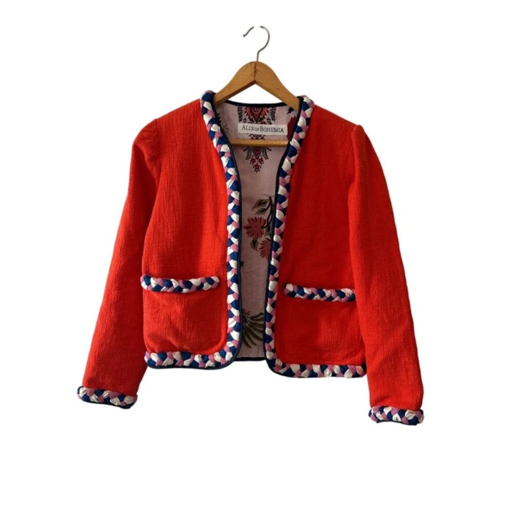 Alix of Bohemia Marilou Blood Orange Cotton Blazer Jacket Size Small